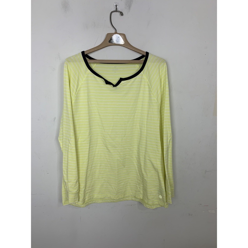 T by Talbots Women Shirt Top XL Yellow Lounge Striped Beachy Nautical Tee